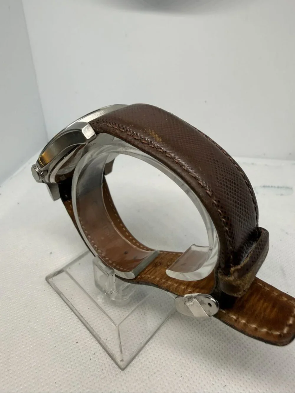 Kenneth Cole New York Men 10027417 Grey Dial Diamond Marker Brown Leather Watch